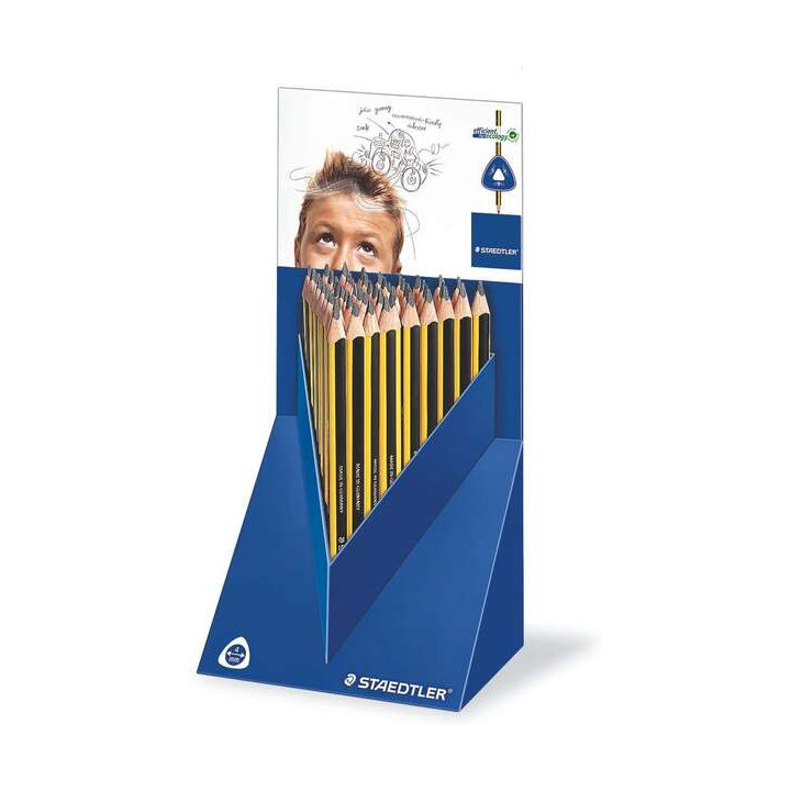 Staedtler Jumbo Noris 119 Expositor con 48 Lapices de Grafito Triangulares - Mina HB - Resistencia a la Rotura