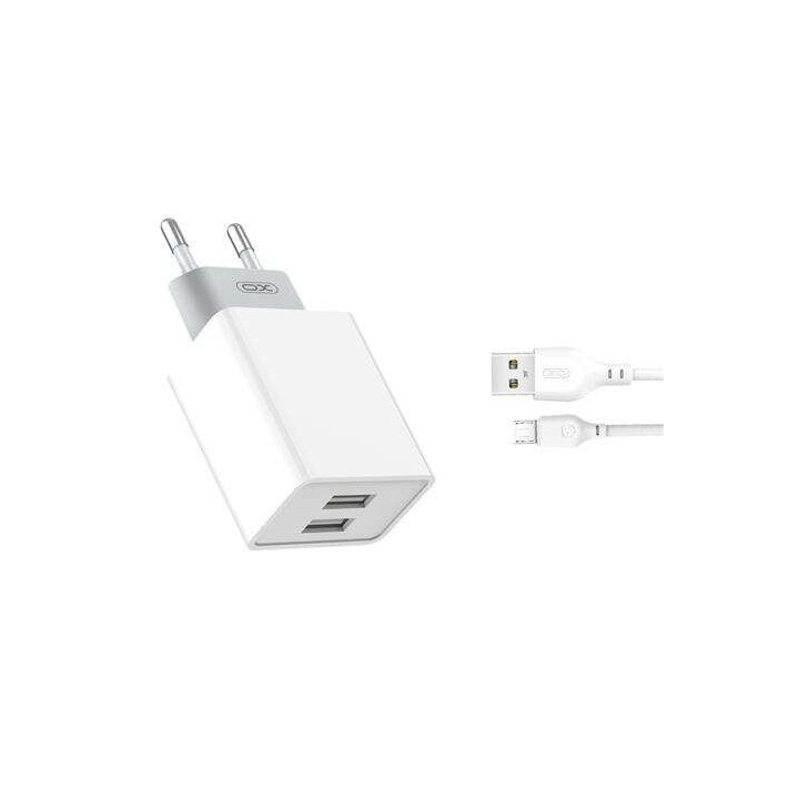 XO L65 Pack Cargador de Corriente 2x USB + Cable USB a MicroUSB de 1m