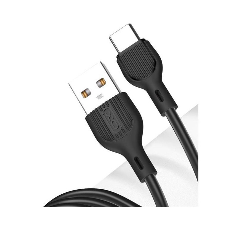 XO NB200TC2 Cable USB-A Macho a USB-C - Carga y Transmision de Datos Alta Velocidad - 2.1A - 2m - Color Negro