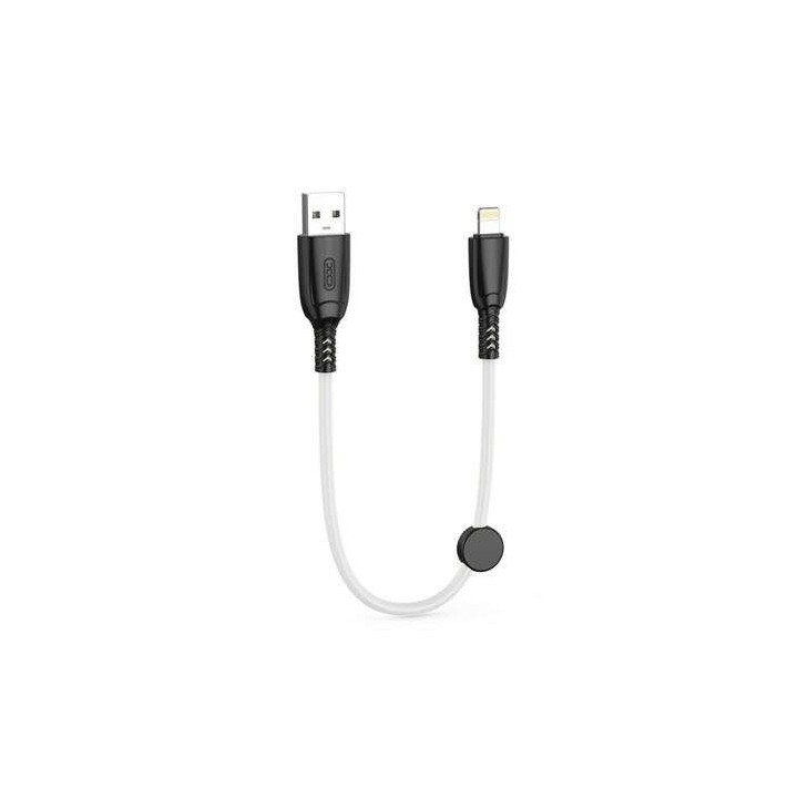 XO Cable NB247 Carga Rapida USB - Lightning - 6A - 25cm con Clip - Color Blanco