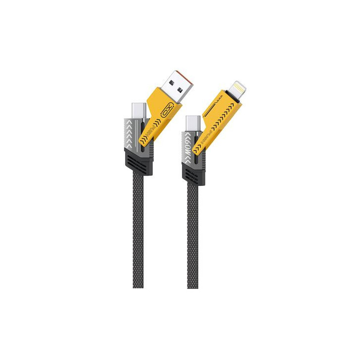 XO NB283 Cable USB 4 en 1 Multifuncion - 60W - 1 Metro - RGB - Color Negro