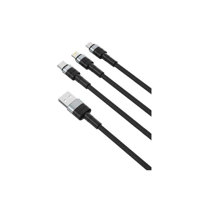 XO Cable NBQ191 Carga Rapida 40W 3 en 1 - Micro + Tipo C + Lightning a USB