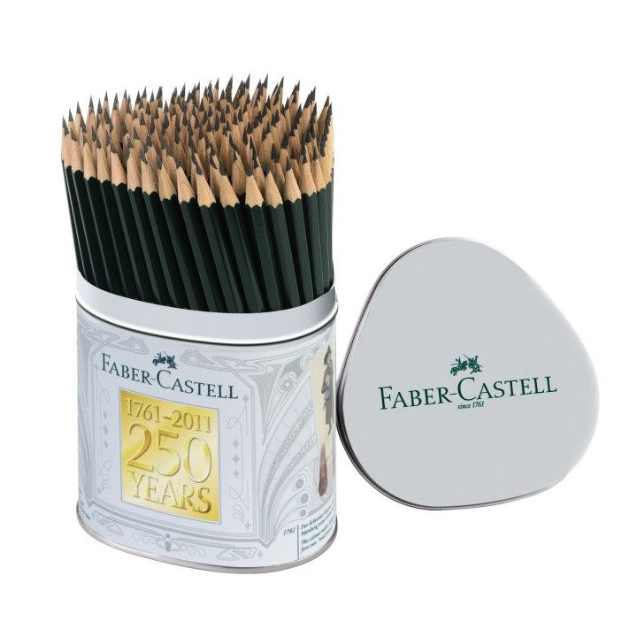 Faber-Castell Castell 9000 Bote de Metal con144 Lapices de Grafito HB - Mina Resistente a la Rotura - Ecologico