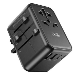 XO Adaptador de Viaje Universal - Conexiones para mas de 150 Paises - Salida de hasta 2500W - Puerto USB-C de 65W - Salida de C