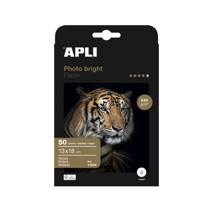 Apli Papel Fotografico Photobright 13 x 18 cm 240g 50 Hojas