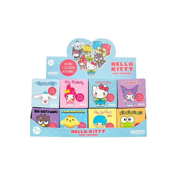 Comansi Display Hello Kitty and Friends Sorpresa 16 Unidades - 10 modelos - 5 Accesorios Exclusivos - Tamaño 8
