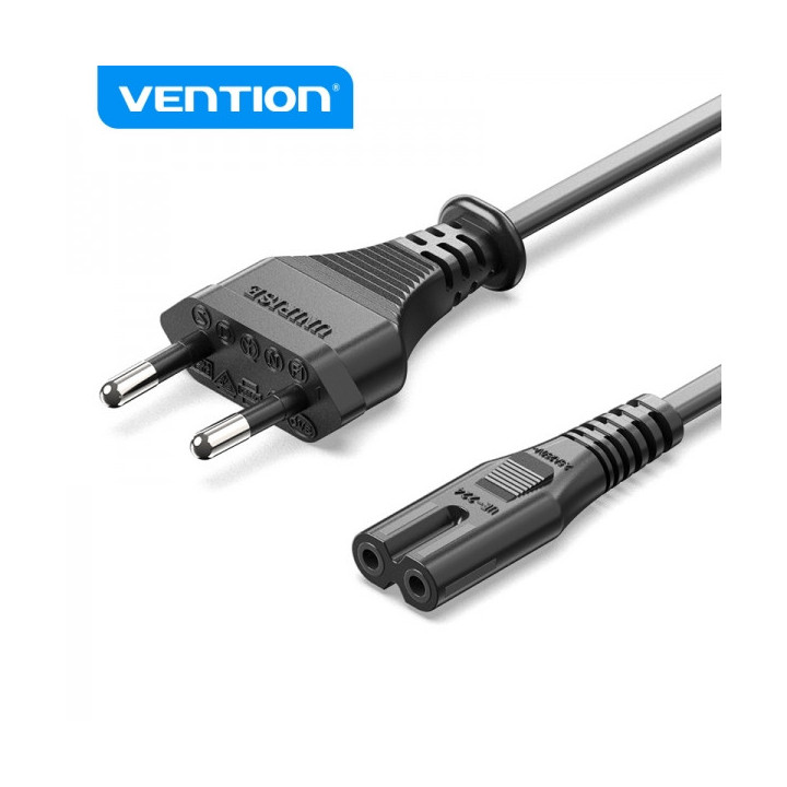 Vention Cable Alimentacion Forma 8 CEE716 Macho a C7 Hembra - 1.8m - Color Negro
