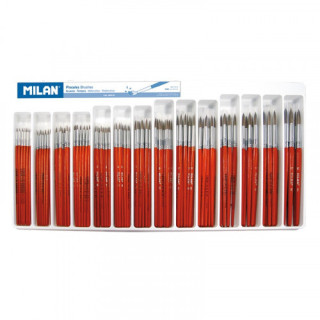 Bandeja 144 pinceles escolares redondos (serie 101) milan 80318
