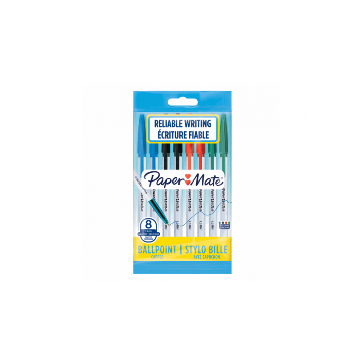 Blister 8 boligrafos pm-045 (2 negro+2 azul+2 rojoj+2 verde)