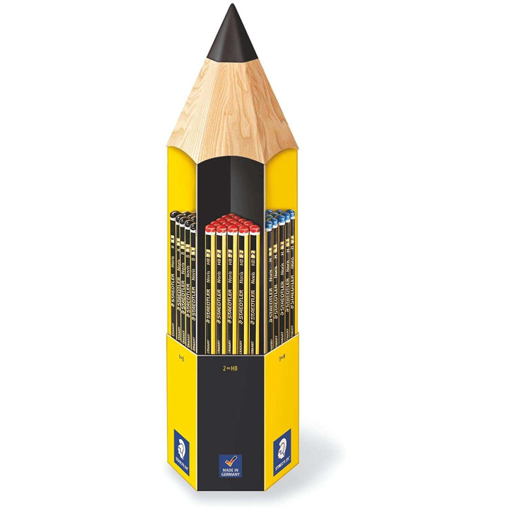 Staedtler Noris 120 Expositor de 90 Lapices de Grafito Hexagonal - Diferentes Graduaciones de Mina - Madera de Bosques Sostenib