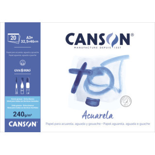 Bloc 20 hojas acuarela 240g a3+ guarro canson c200400720