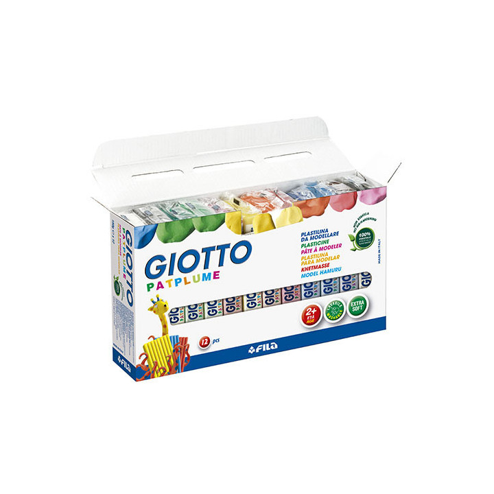 Caja 12 plastilina patplume 150g giotto f51190000