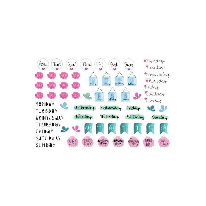 Sobre con 2 hojas 76x120mm y 132 pegatinas dias de la semana avery 54542