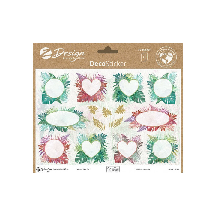 Sobre con 2 hojas 76x120mm y 30 pegatinas fondo jardin avery 54564
