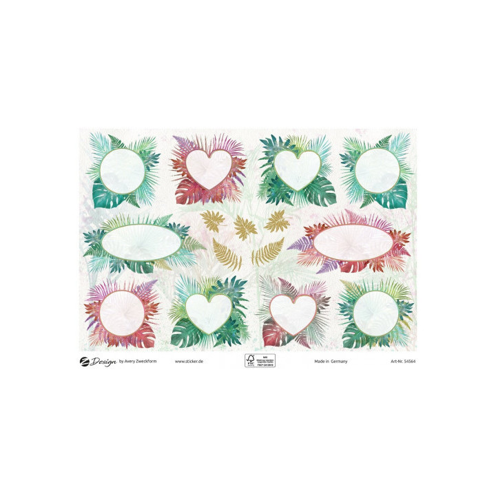 Sobre con 2 hojas 76x120mm y 30 pegatinas fondo jardin avery 54564