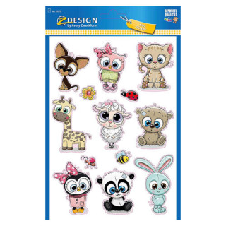 Sobre con 1 hoja 150x120mm y 13 pegatinas animales avery 53252