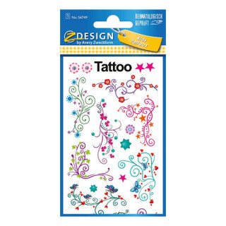 Sobre con 1 hoja 76x120mm y 9 pegatinas tatoo moda avery 56749