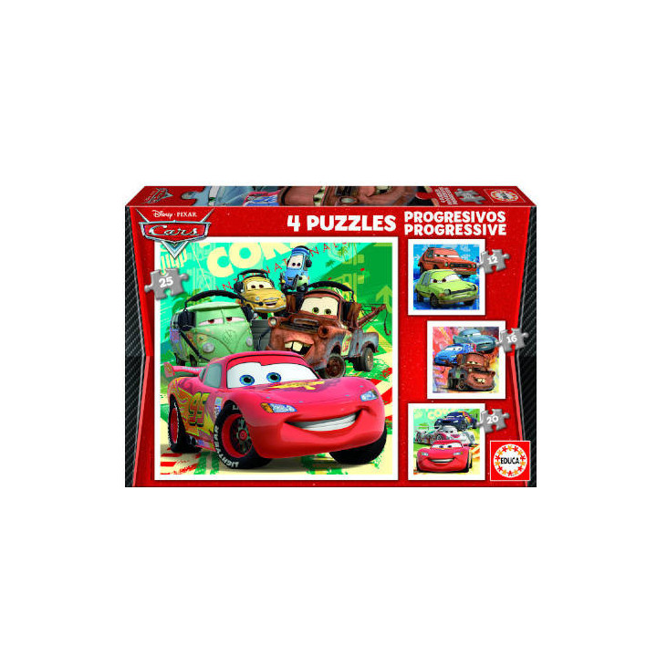 Puzzle progresivos cars 2 12-16-20-25 de 3-5 años educa borras 14942
