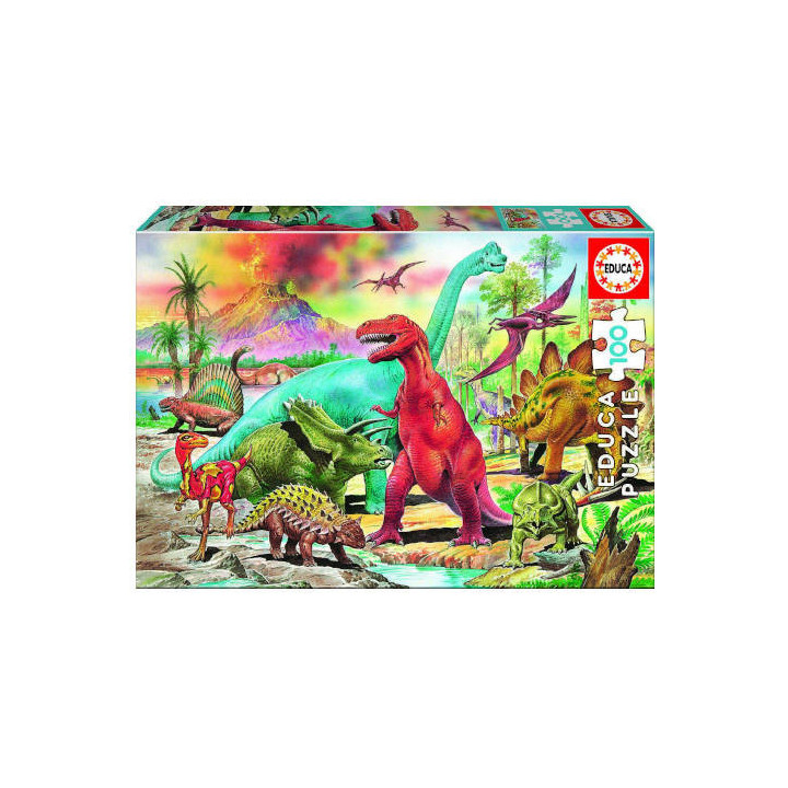 Puzzle infantil 100 dinosaurios de 6-8 años educa borras 13179