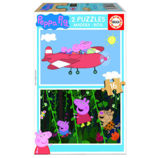 Puzzle madera pepa pig 2x16 piezas  educa borras 17157