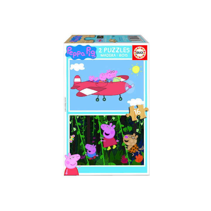 Puzzle madera pepa pig 2x16 piezas  educa borras 17157