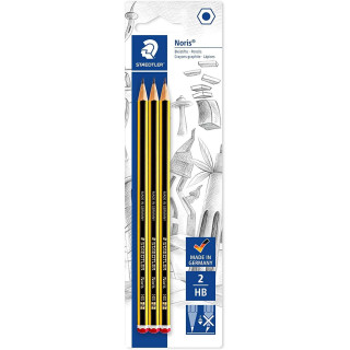 Staedtler Noris 120 Pack de 3 Lapices de Grafitito Hexagonales HB - Resistencia a la Rotura - Madera de Bosques Sostenibles
