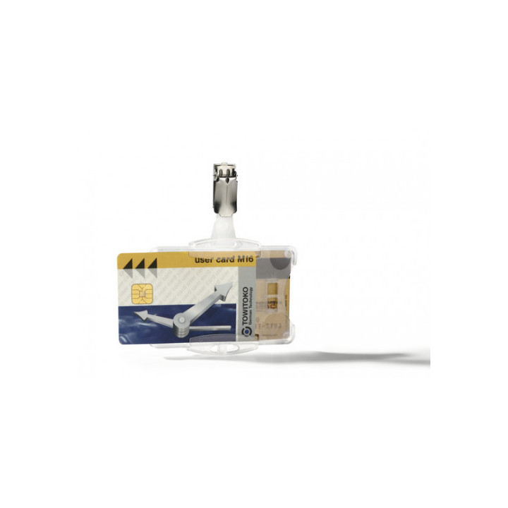 Caja de 25 identificadores para tarjetas seguridad doble con pinza 54x85mm durable 8218-19