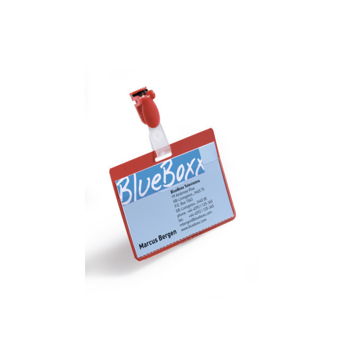 Caja de 25 identificadores con pinza rojo 60x90 durable 8106-03