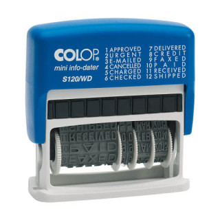 Sello de entinaje s 120/wd formula/fecha 4mm español azul/negra colop 105001