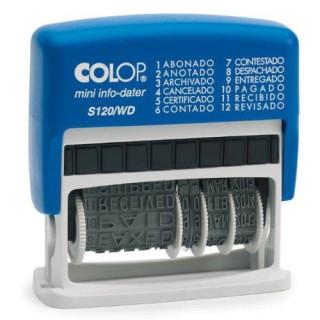 Sello de entinaje s 120/wd formula/fecha 4mm español azul/bicolor colop 104961