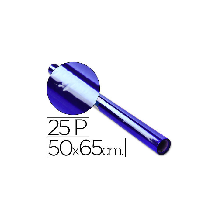 Rollo papel celofán semiperforado hoja 50x65 cm 30 gr. azul sadipal 12502