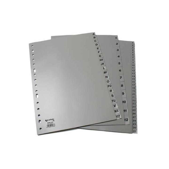 Juego numerico xs 1-31 folio polipropileno gris grafoplas 44410071