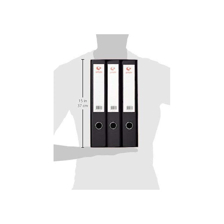 Módulo 3 carpetas 2 anillas 40 mm negro folio 290x350x180 grafoplas 7284310