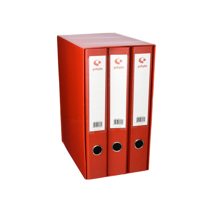 Módulo 3 carpetas 2 anillas 40 mm rojo folio 290x350x180 grafoplas 7284351