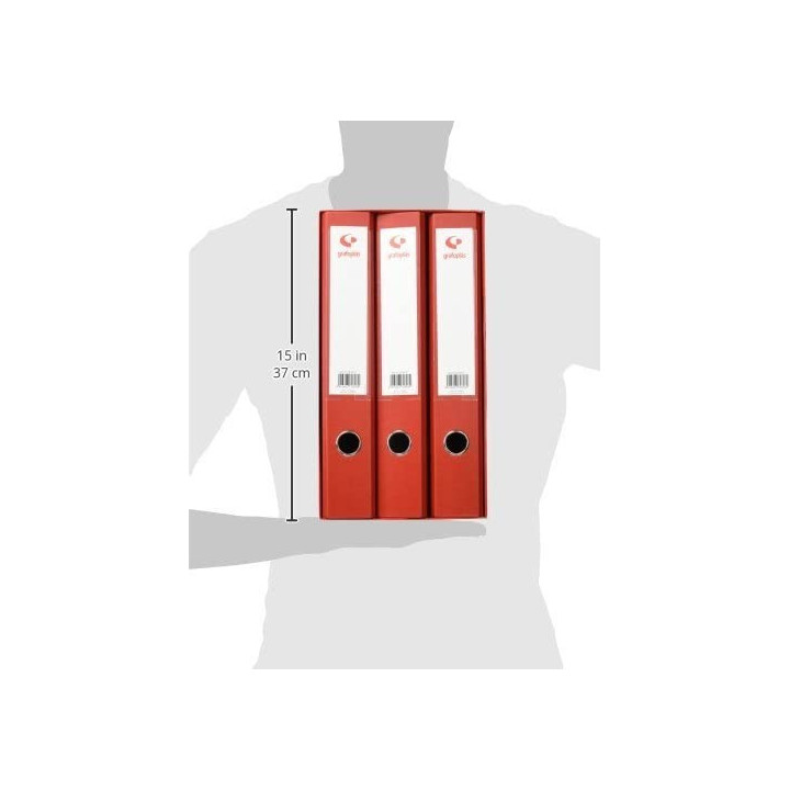 Módulo 3 carpetas 2 anillas 40 mm rojo folio 290x350x180 grafoplas 7284351