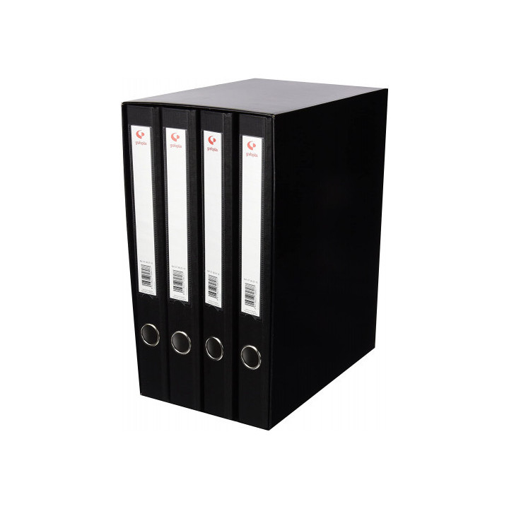 Módulo 4 carpetas 2 anillas 25 mm negro folio 290x350x180 grafoplas 7282410