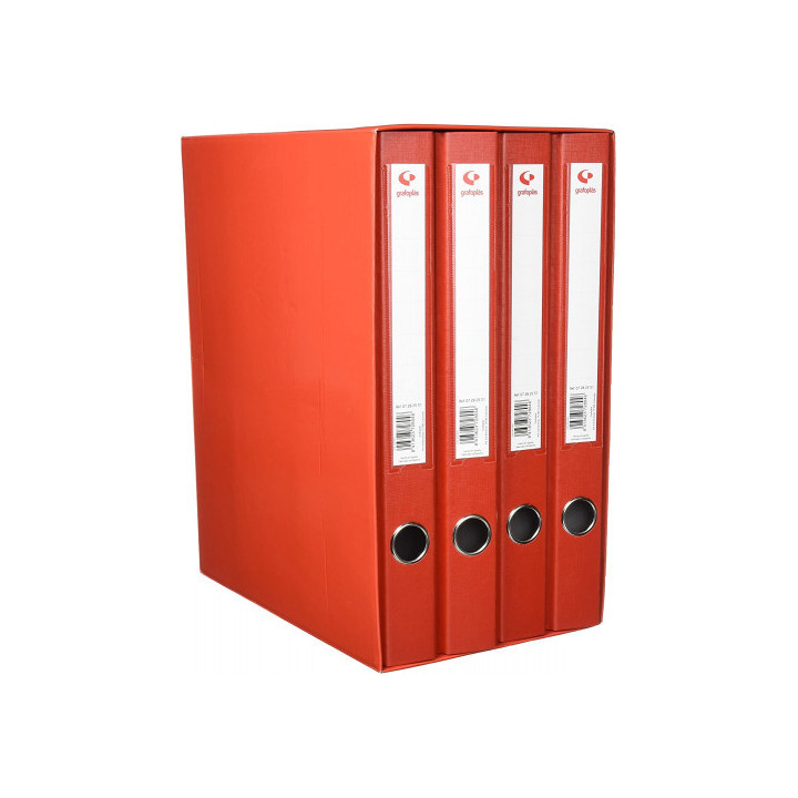 Módulo 4 carpetas 2 anillas 25 mm rojo folio 290x350x180 grafoplas 7282451