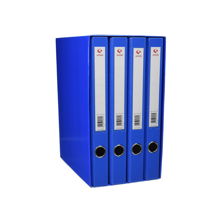Módulo 4 carpetas 2 anillas 25 mm azul folio 290x350x180 grafoplas 7282430