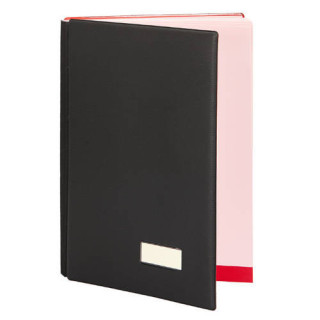 Portafirmas extra acolchado en simil piel negro con 18 departamentos pardo 87501