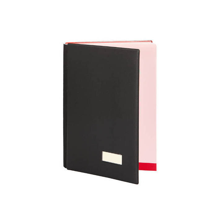 Portafirmas extra acolchado en simil piel negro con 18 departamentos pardo 87501