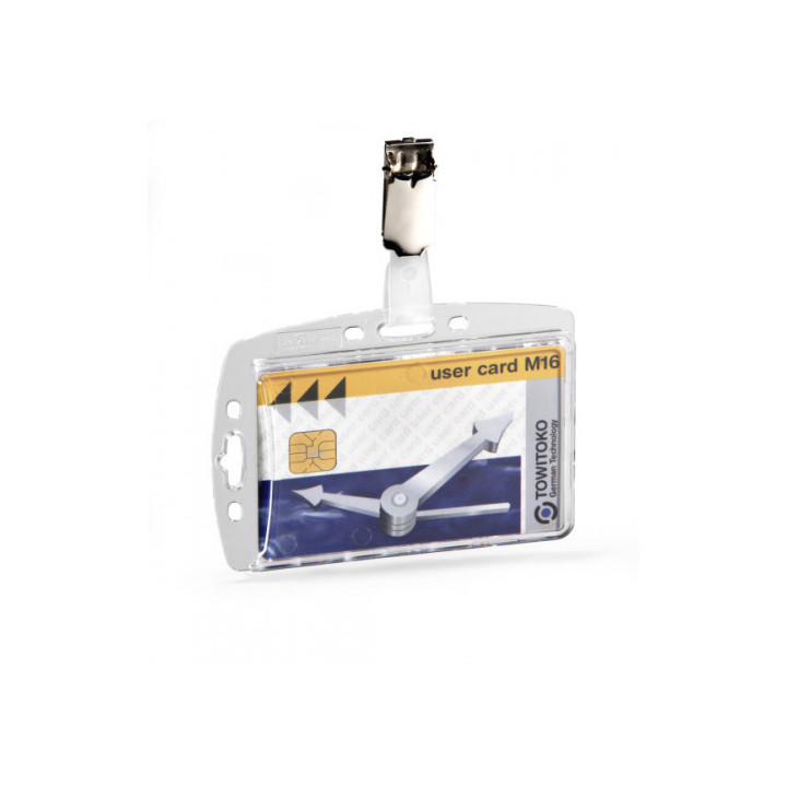 Caja de 25 identificadores rigidos con pinza para tarjetas 54x85 durable 8005-19