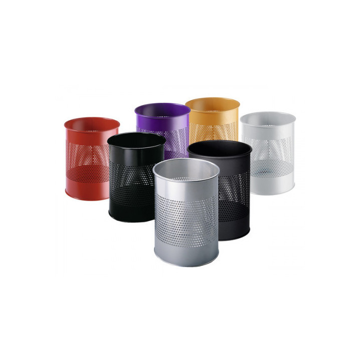 Papelera metalica de 15l perforada color negro durable 3310-01