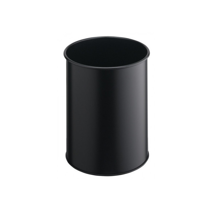 Papelera metalica de 15l lisa color negro durable 3301-01