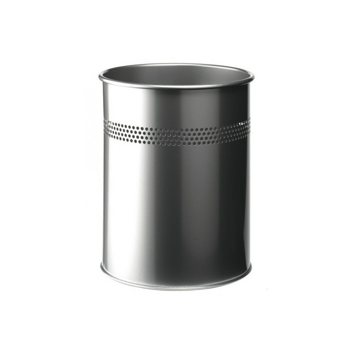 Papelera metalica de 15l semiperforada color plata durable 3300-23