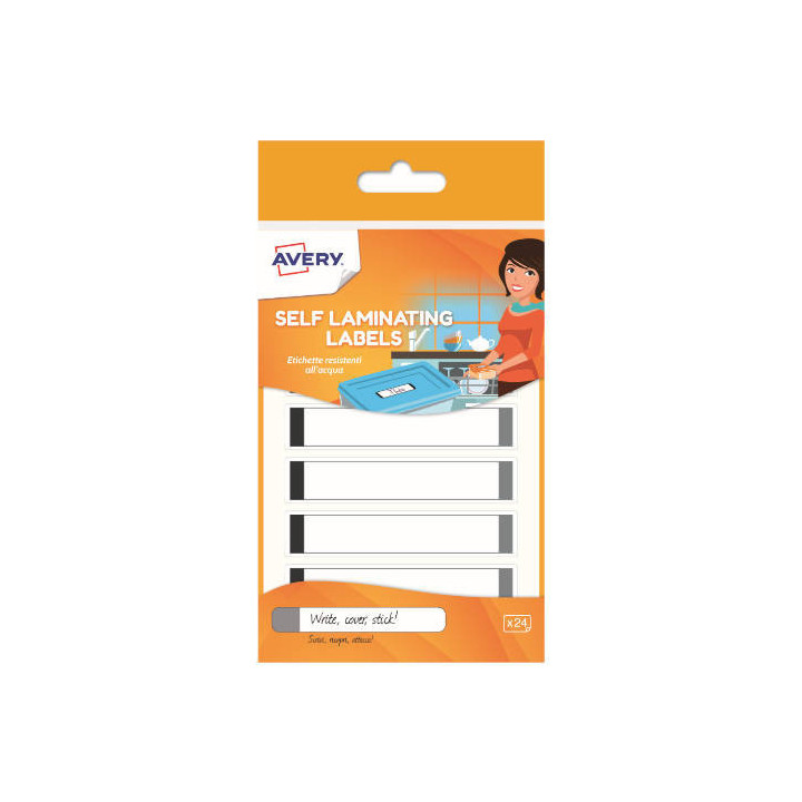 Paquete 24 etiquetas plastificadas gris resistentes al agua 86x17mm avery apgris24-uk