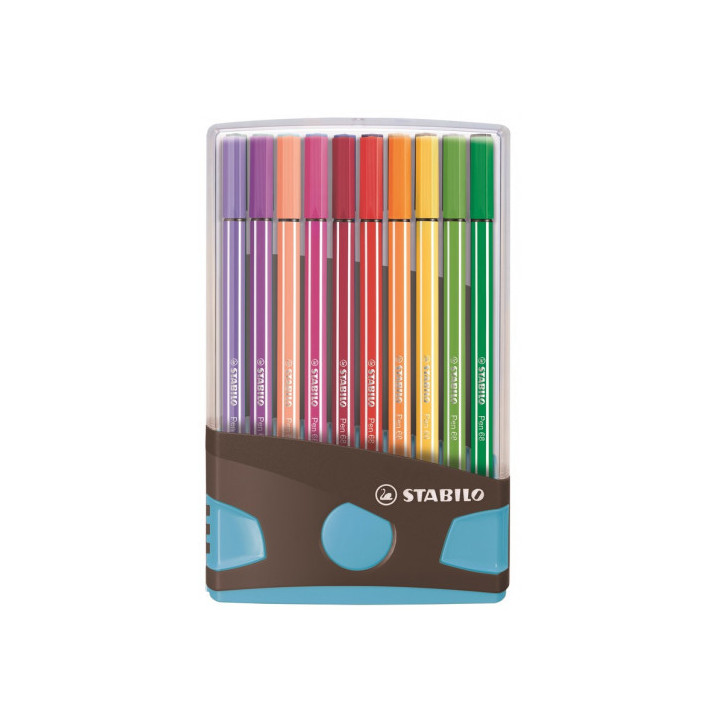 Caja 20 rotuladores pen 68 colorparade punta 1 mm antracita/azul stabilo 6820-04-04