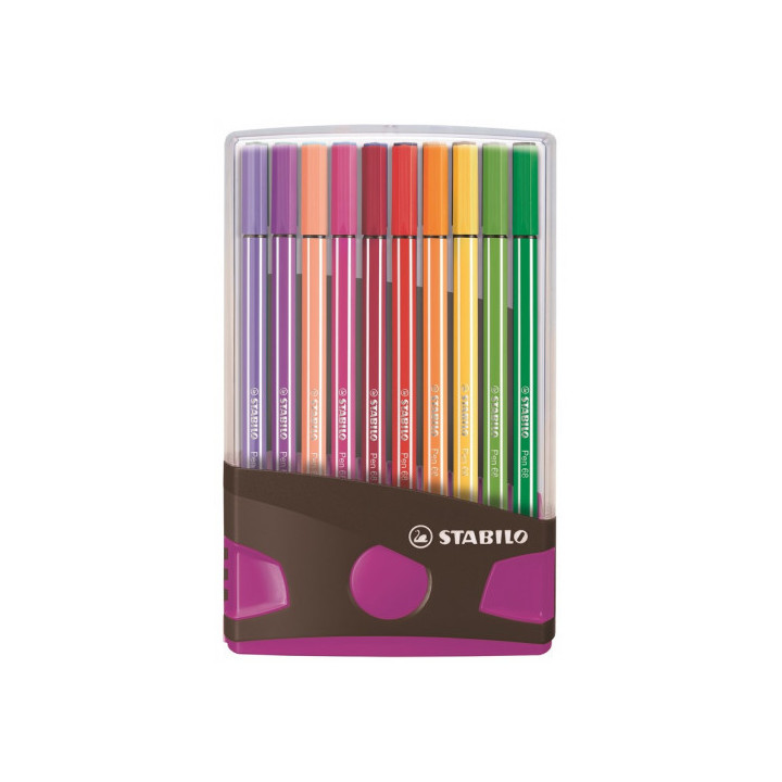 Caja 20 rotuladores pen 68 colorparade punta 1 mm antracita/rosa stabilo 6820-04-03