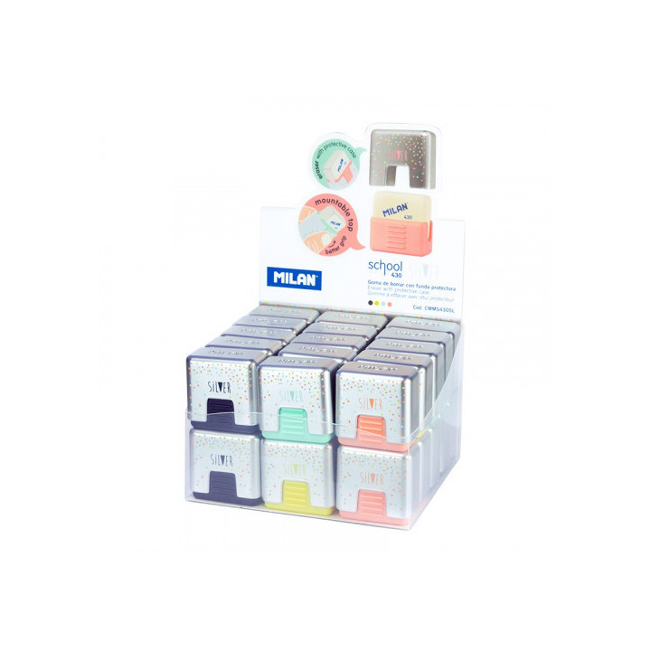 Expositor 30 gomas de miga de pan con funda protectora silver milan cmms430sl