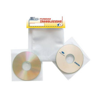 Pack de 100 fundas cd-dvd pp transparente no adhesivas con solapa 3l 10297