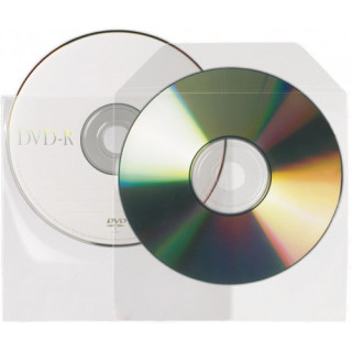 Pack de 25 fundas cd-dvd pp transparente no adhesivas con solapa 3l 10295